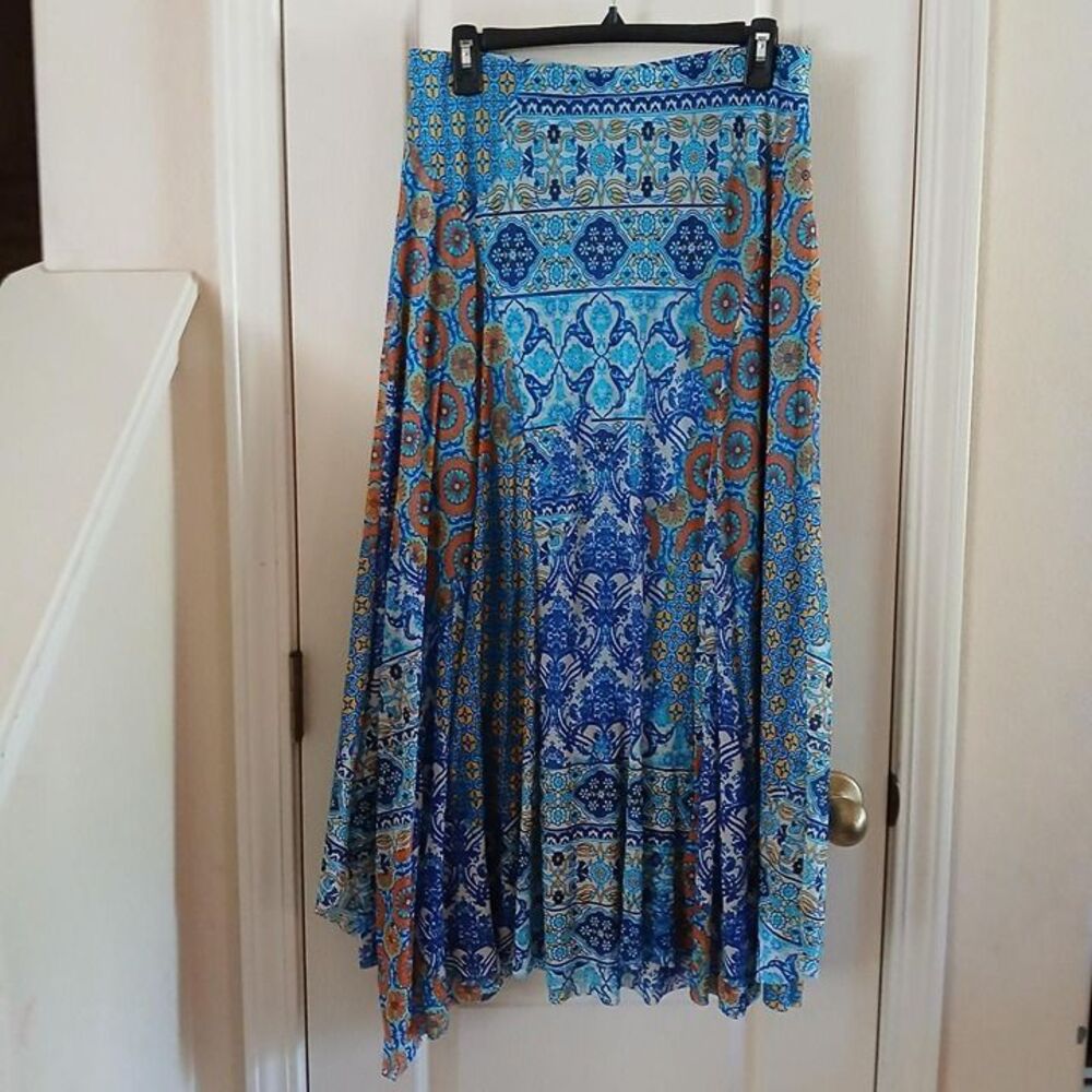 Blue, orange, and yellow boho maxi skirt, Chico's size 1 medium